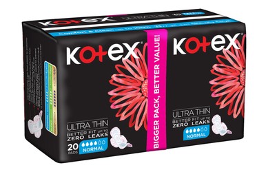 Kotex Ultra Thin Pads Normal With Wings 20Per Pack