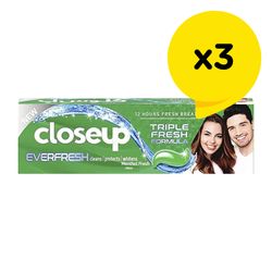 Closeup Triple Fresh Antibacterial Toothpaste Menthol Flavor100ml X3