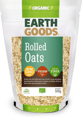 Earth Goods Organic Rolled Oats - vegan, GMO free, high fiber 500 GM