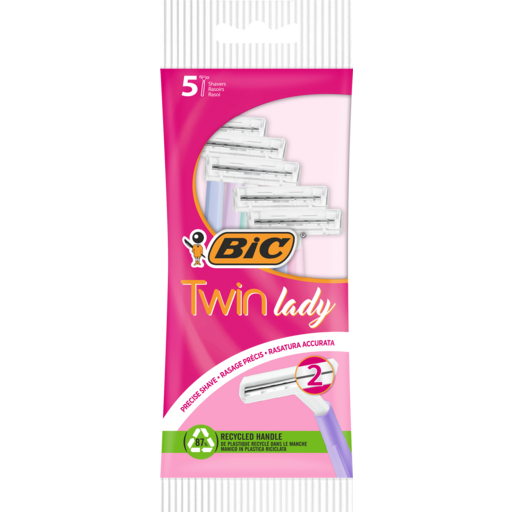 Bic Twin Lady Sensitive Disposable Twin Blade Razors 5 Per Packet