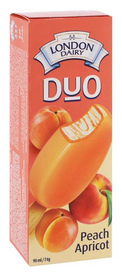London Dairy Duo Peach-Apricot Coated Vanilla Ice Cream Stick