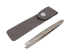 Or Bleu Non-Slip Grip Slant Tip Tweezers with Pouch