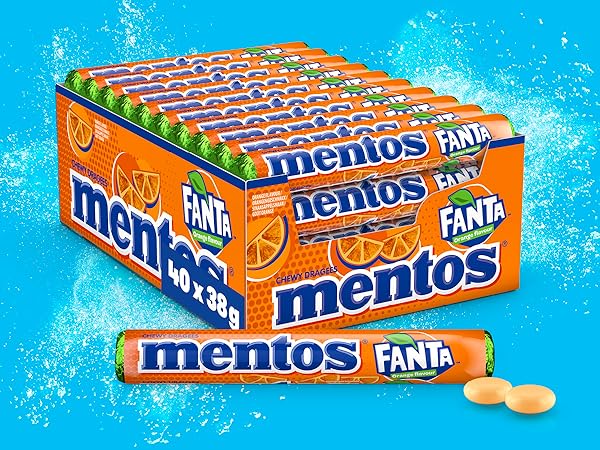 Mentos Chewy Dragees Fanta Orange Flavor 14 Per Pack
