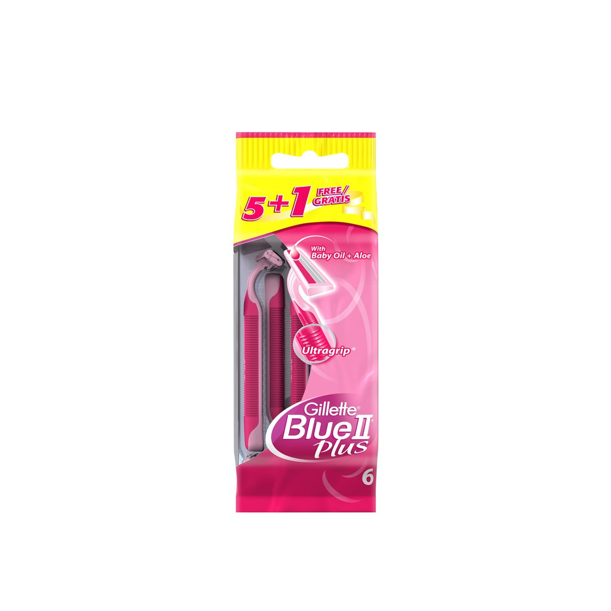 GILLETTE RAZOR BLUE II PLUS ULTRAGRIP WITH BABY OIL & ALOE