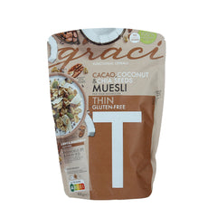 GRACI FUNCTIONAL CEREALS CACAO COCONUT AND CHIA SEEDS THIN MUSELI 400gm
