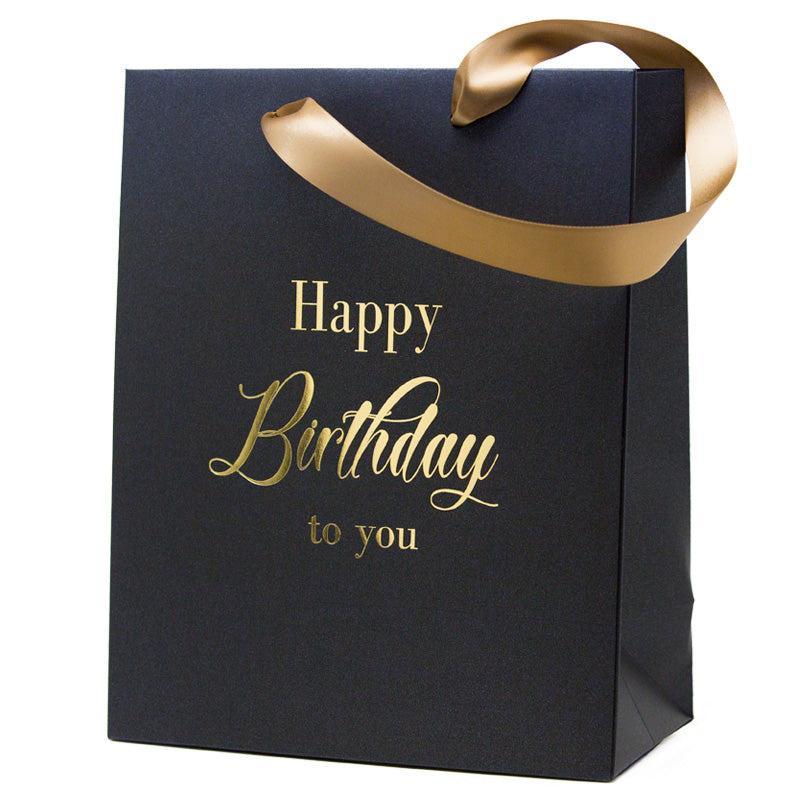 Small Black & Gold Happy Birthday Paper Gift Bag