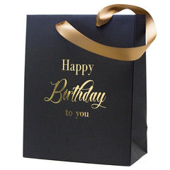 Small Black & Gold Happy Birthday Paper Gift Bag