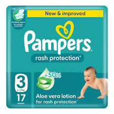 Pampers Rash Protection Baby Diapers With Aloe Vera Lotion Size 3 (6-10kg) 17 Pcs