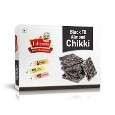 Jabsons Black Til & Almond Chikki - Vegetarian, Artificial Preservatives Free, Artificial Flavors Free