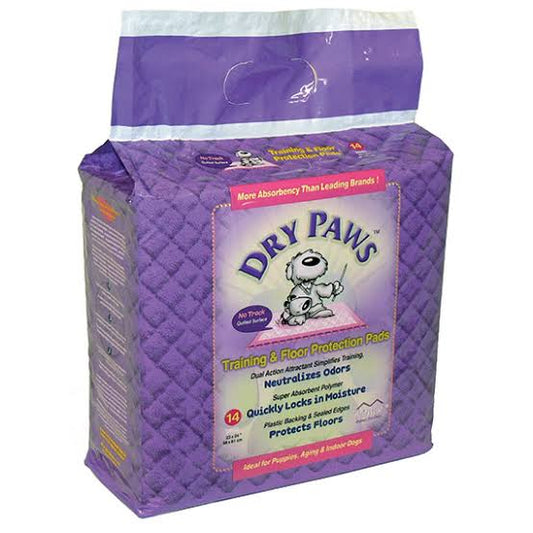 Dry Paws Training & Floor Protection Pads For Puppies, Aging & Indoor Dogs, 58X61cm, 14 Pieces