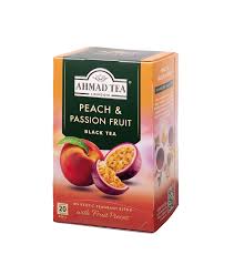 Ahmad Tea Peach & Passion Fruit Black Tea Bags With Fruit Pieces 20 Per Pack