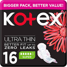 Kotex Ultra Thin Pads Super With Wings (Value Pack) 16 Per Pack