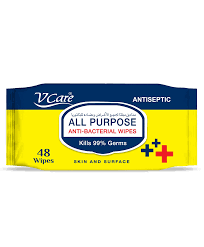 Vcare Antibacterial & Antiseptic All Purpose Wipes 48Wipes