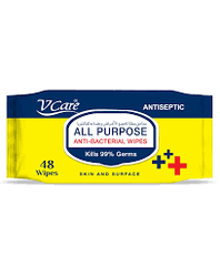 Vcare Antibacterial & Antiseptic All Purpose Wipes 48Wipes