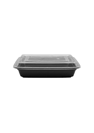 Hilal Black Rectangular Microwavable Plastic Food Containers With Clear Lids Re24