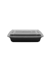 Hilal Black Rectangular Microwavable Plastic Food Containers With Clear Lids Re24
