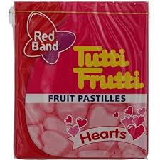 Red Band Tutti Frutti Hearts Fruit Pastilles