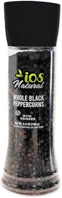 Natural Whole Black Pepper With Grinder - Vegan 155 Gm
