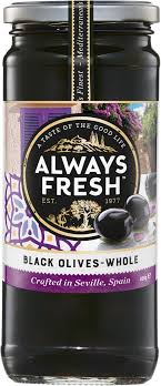 Always Fresh Black Olives Whole 450gm