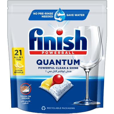 FINISH POWERBALL QUANTUM ALL IN ONE DISHWASHER TABLETS LEMON 21'S