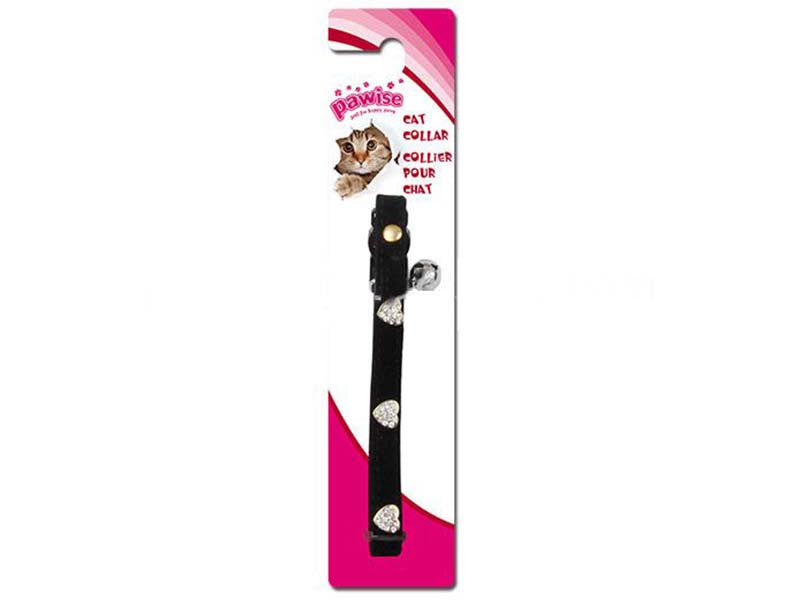 Pawise Cat Collar - Diamond Heart, Black