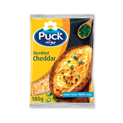 Puck Cheddar Shredded Cheese, 180g