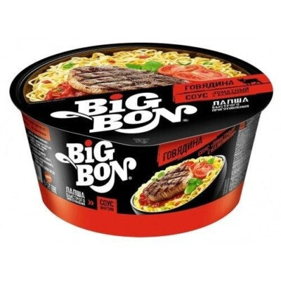 Big Bon Instant Noodle Cup Beef Flavor with Tomato & Basil Sauce