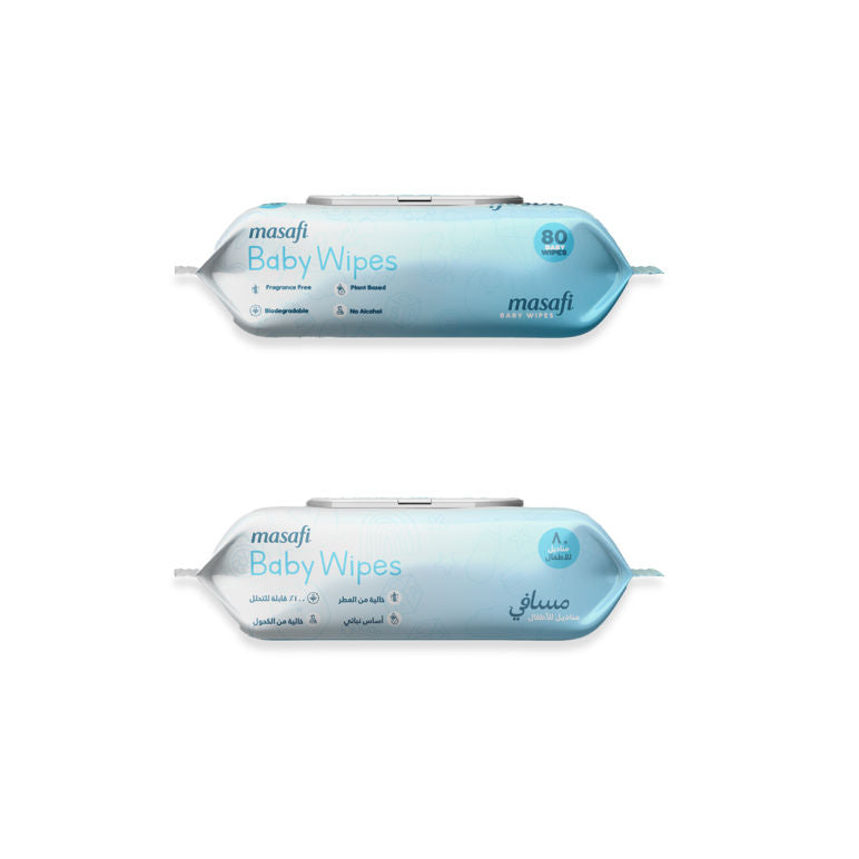 Masafi Biodegradable Baby Water Wipes 80WIPESX2PKT