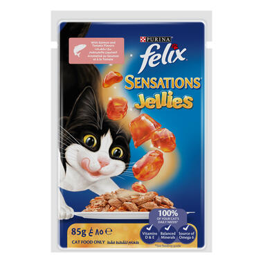 Purina Felix Sensation Jellies Wet Food Salmon & Tomato Flavor 85g