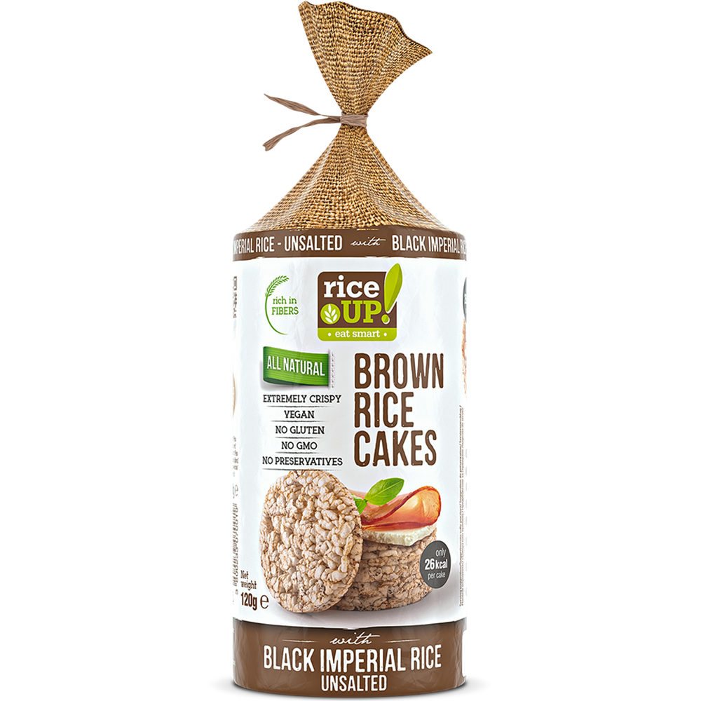 Rice Up Crispy Unsalted Brown Rice Cakes with Black Imperial Rice 120g