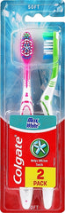 Colgate Max White Pink & Green Medium Toothbrushes